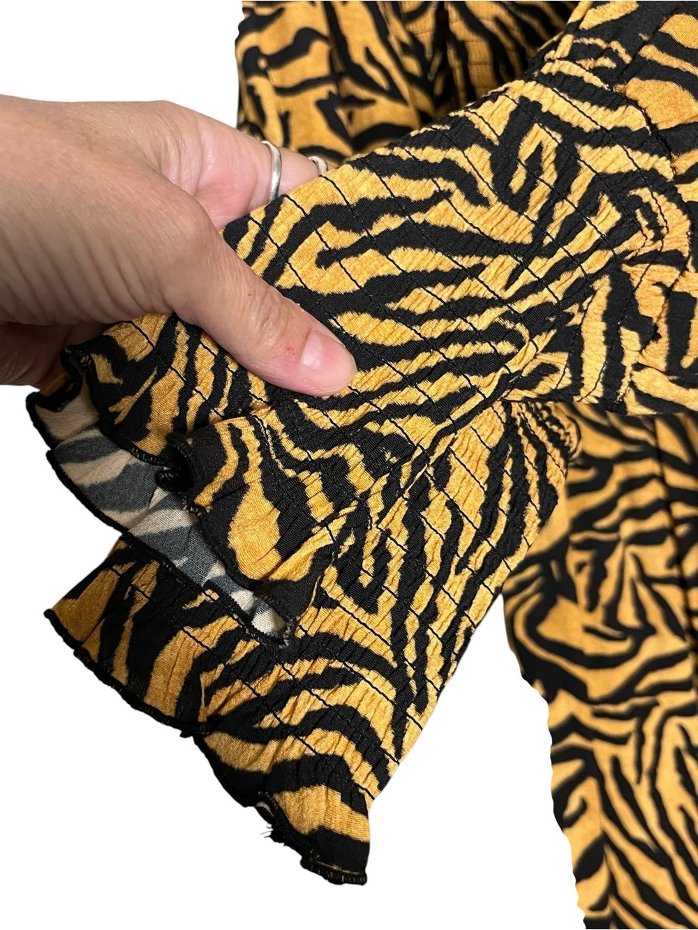Kachel x Anthropologie Tiger-Striped Jumpsuit Wide Leg Smocked Animal Artsy 10 - Picture 6 of 12